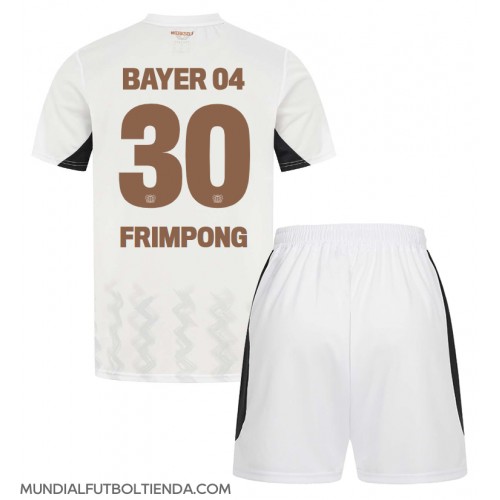 Camiseta Bayer Leverkusen Jeremie Frimpong #30 Segunda Equipación Replica 2024-25 para niños mangas cortas (+ Pantalones cortos)